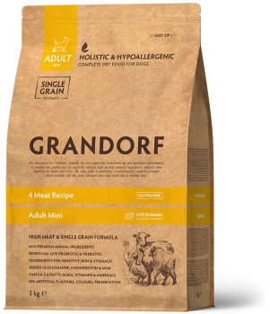 Гипоаллергенный корм GRANDORF DOG 4 Meat PROBIOTIC MINI BREEDS (4 вида мяса) для собак мелких пород, с пробиотиками